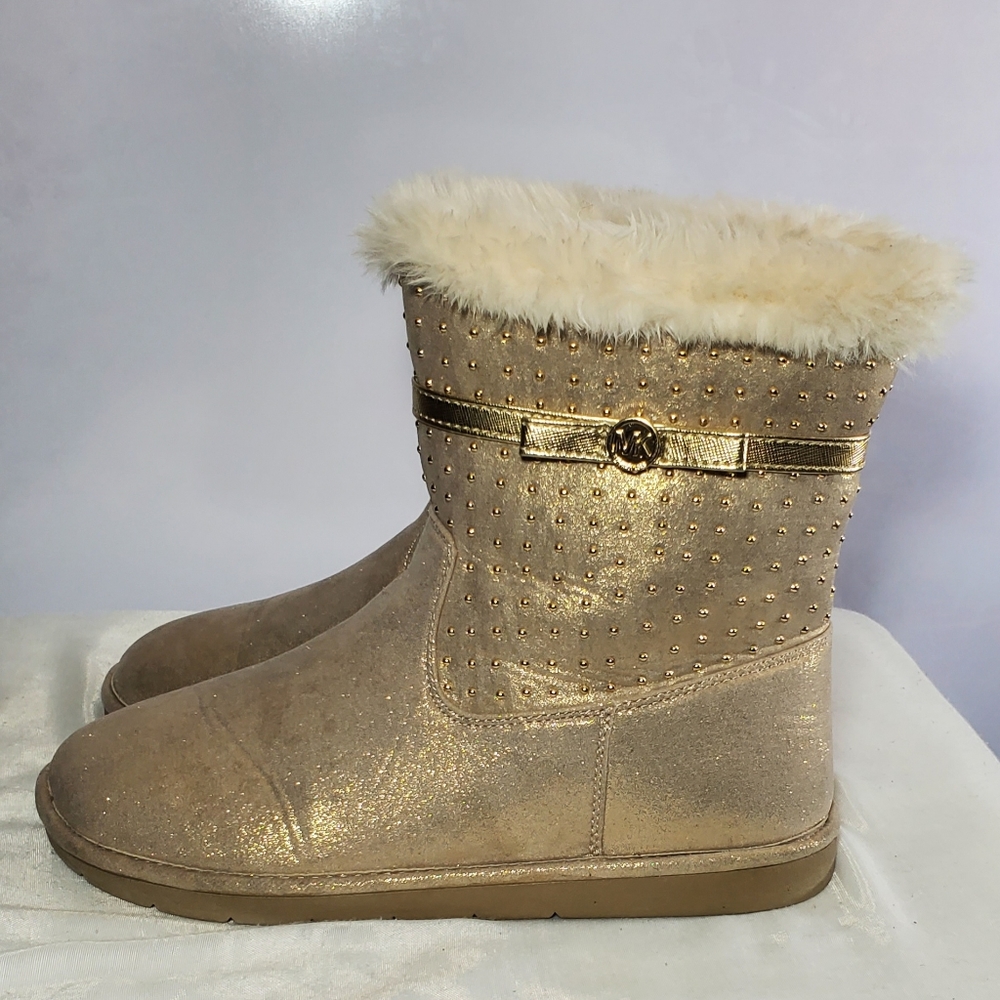 Michael Kors Women Size 5 Grace Tiff Gold Boots. - Picture 2 of 11